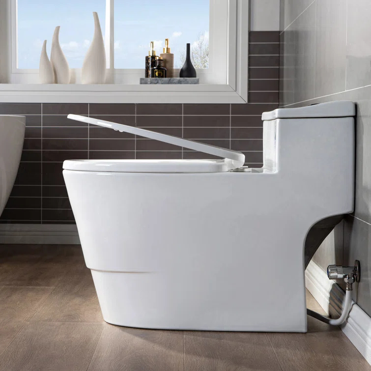 WoodBridge 1.6 Gallons GPF Elongated Comfort Height Floor Mounted One-Piece Toilet (Seat Included)