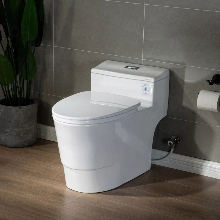 WoodBridge 1.6 Gallons GPF Elongated Comfort Height Floor Mounted One-Piece Toilet (Seat Included)