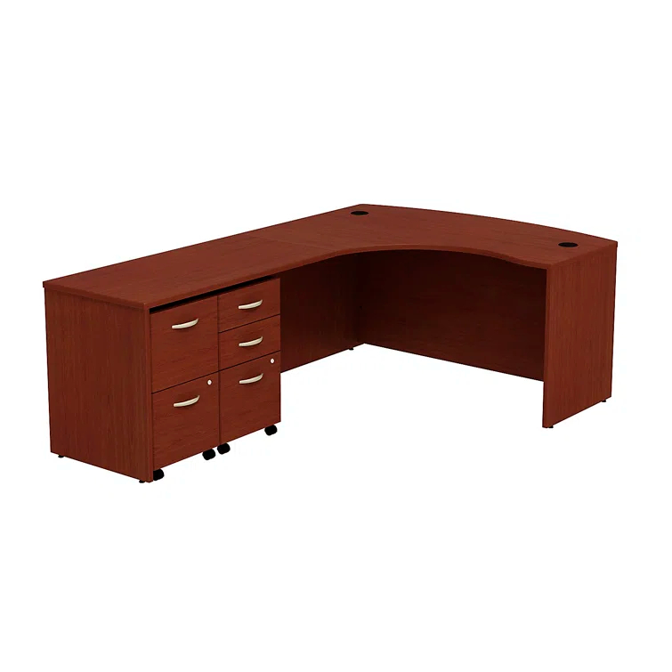 Series C Bow Front Left Handed L Shaped Desk with 2 Mobile Pedestals