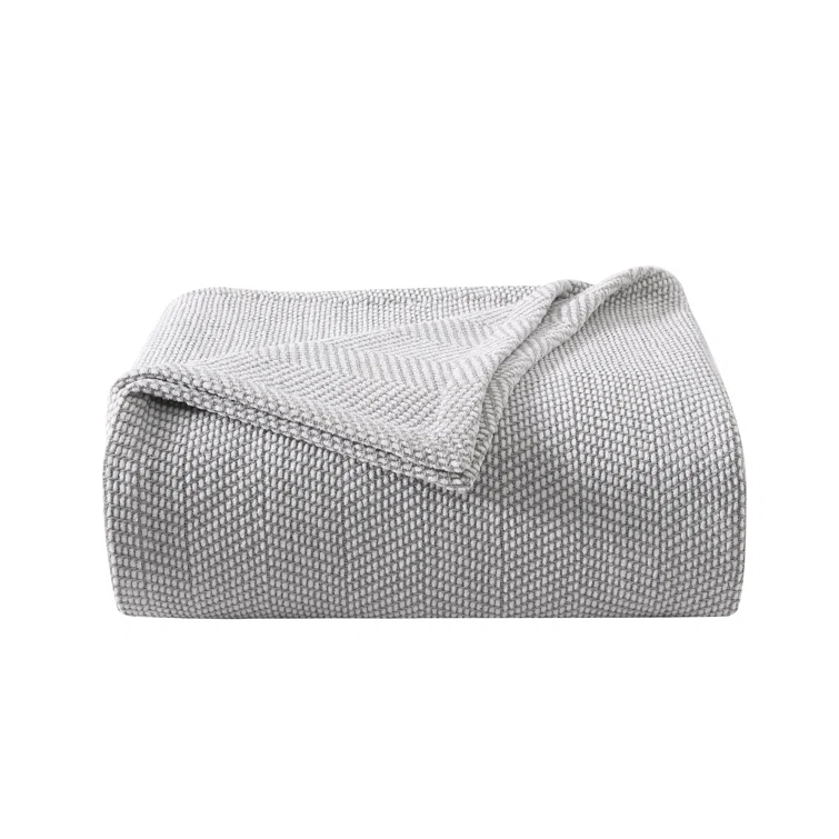 Vera Wang Chenille Pique Cotton Grey Blanket