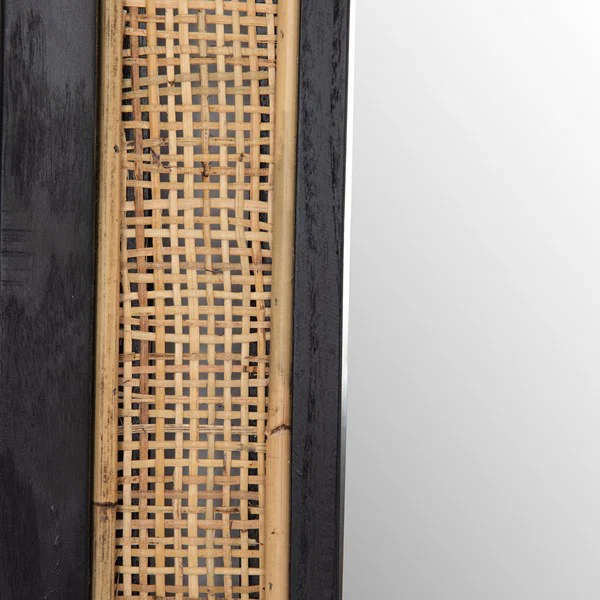 Contemporary Oval Wood & Gold Floor Mirror, 30x70 Inch