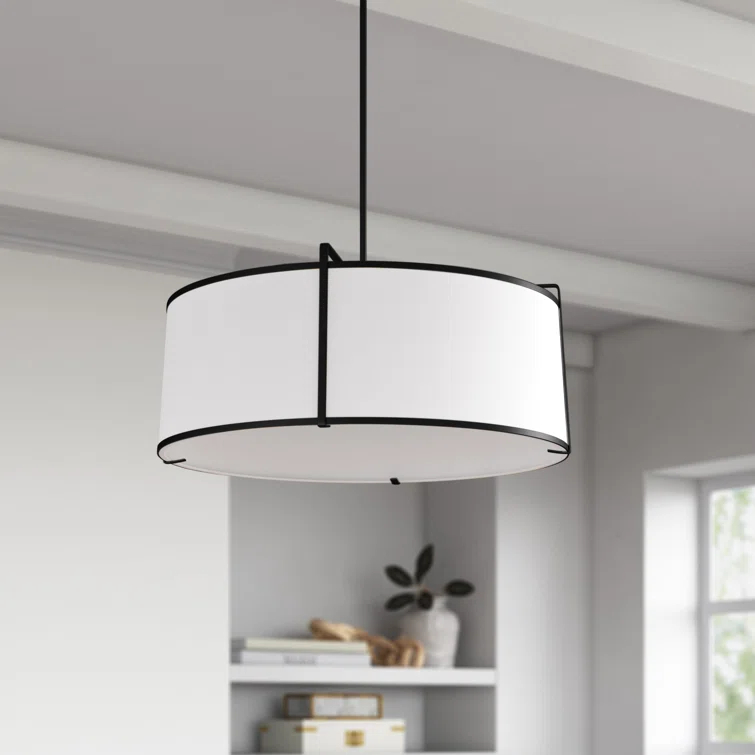 Trapezoid 4 Light Shaded Drum Chandelier