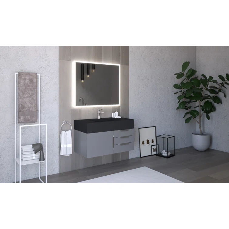 35" Wall Mounted Single Bathroom Vanity Base Only
