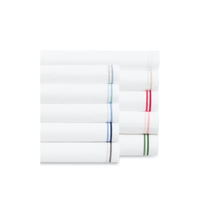 Twin White Cotton Embroidered Percale Sheet Set