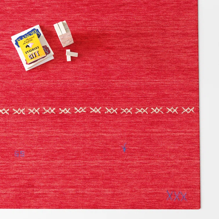 Santiago Handmade Wool Red Rug