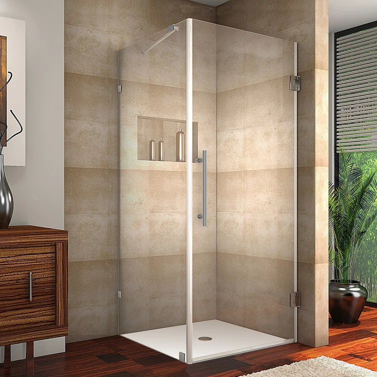 Aquadica 34" x 72" Hinged Frameless Shower Enclosure