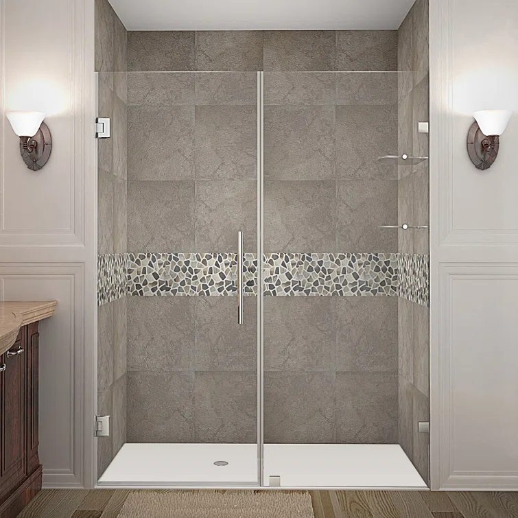Nautis GS 60" W x 72" H Hinged Frameless Shower Door