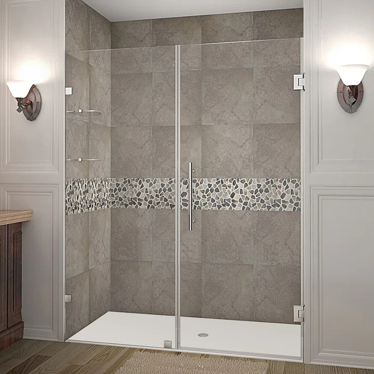 Nautis GS 60" W x 72" H Hinged Frameless Shower Door