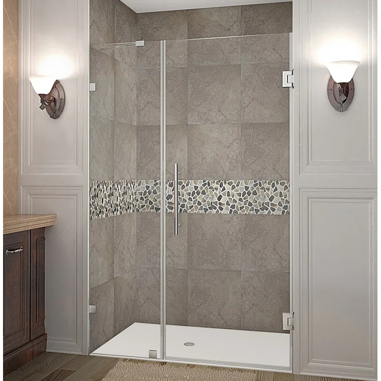 Nautis 72" H Hinged Frameless Shower Door