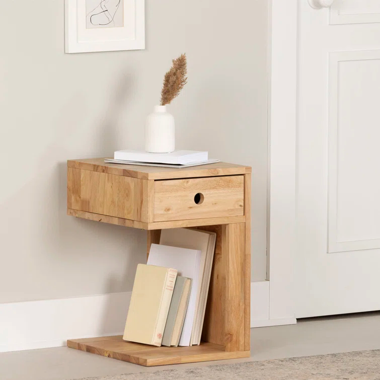South Shore Kodali Solid Wood C Table End Table with Storage