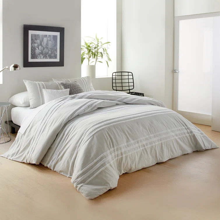 DKNY Chenille Stripe 100% Cotton 3 Piece Comforter Set