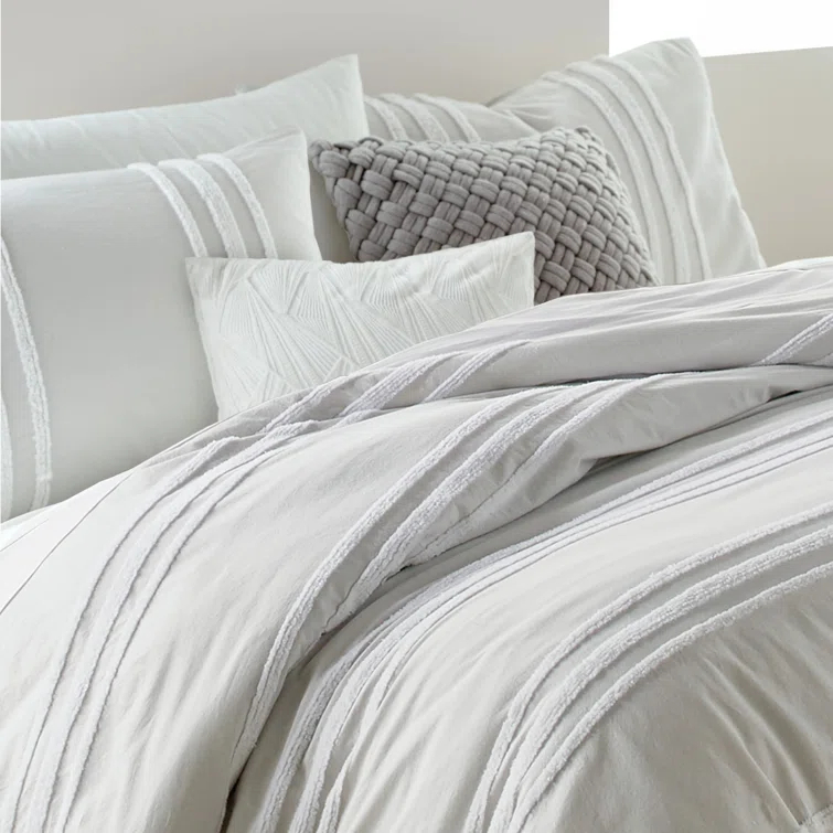 DKNY Chenille Stripe 100% Cotton 3 Piece Comforter Set