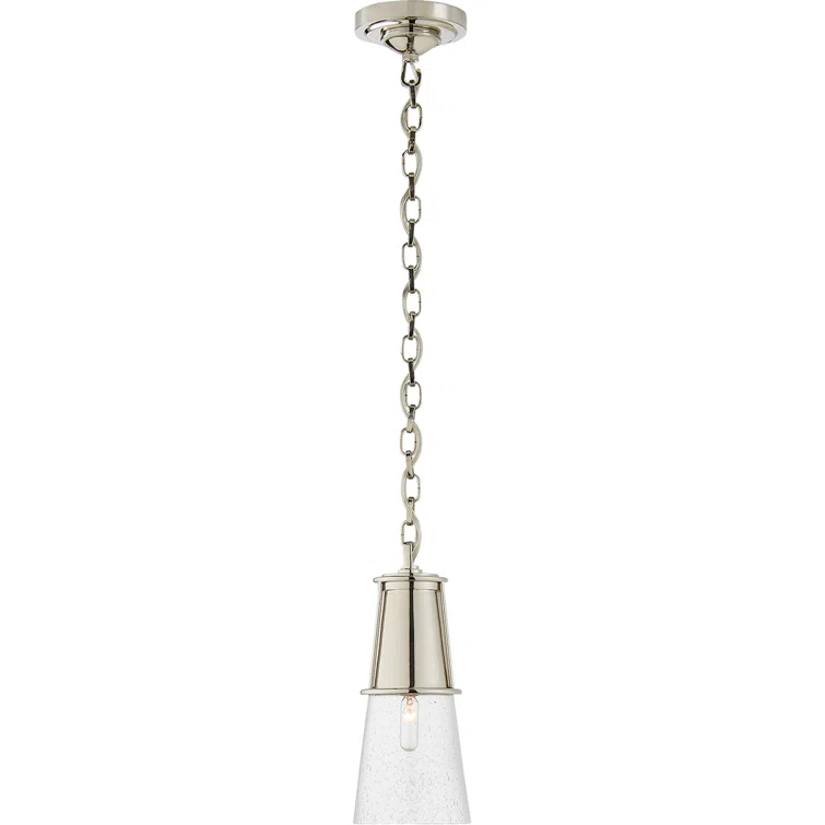 Robinson Polished Nickel 11.25" Indoor/Outdoor Seeded Glass Pendant