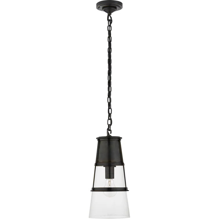 Contemporary Robinson Bronze & Clear Glass Large Pendant