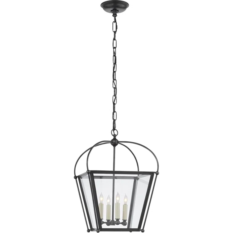 Bronze and Polished Nickel 20" Glass Lantern Light