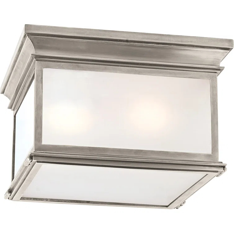 Elegant Polished Nickel 3-Light Flush Mount with Glass Panels