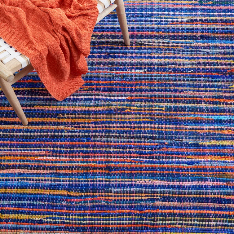 Fales Rag Rug Hand Woven Cotton Striped Rug