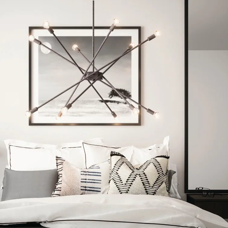 12 - Light Dimmable Sputnik Modern Linear Chandelier