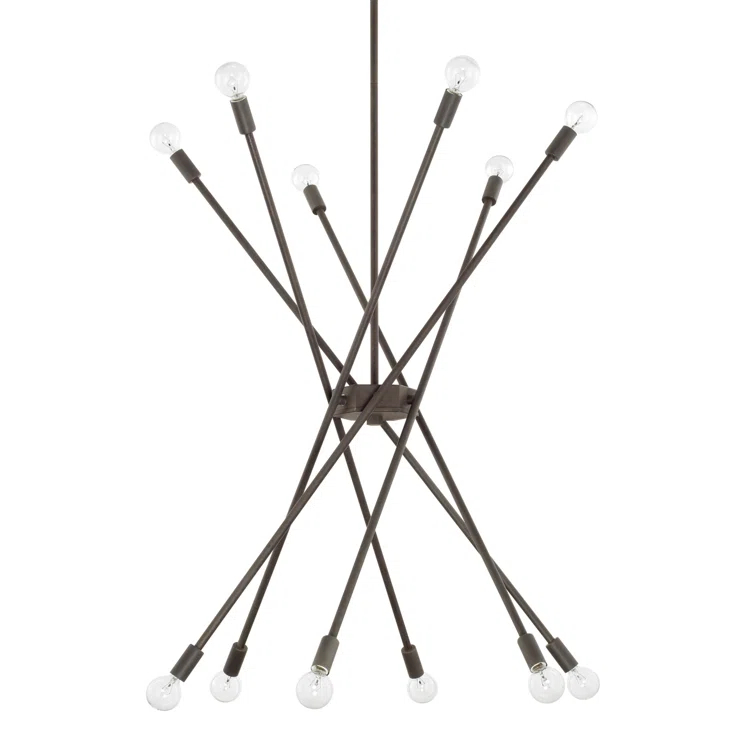 12 - Light Dimmable Sputnik Modern Linear Chandelier
