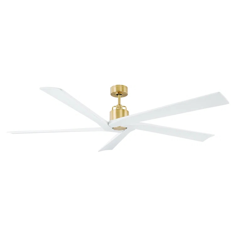 Burnished Brass 56" Ceiling Fan with Remote and Matte White Blades