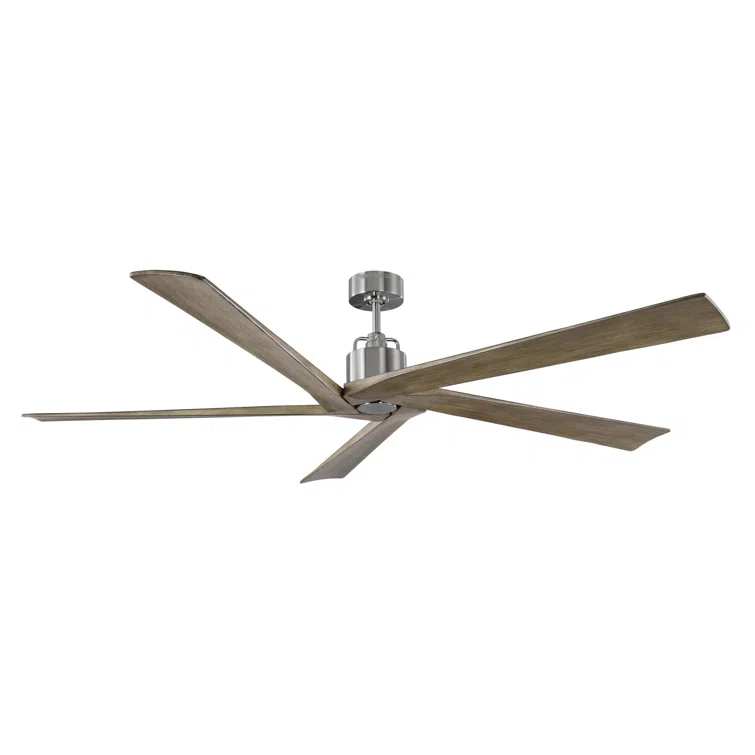 Aspen 70" Brushed Steel Ceiling Fan with Grey Weather Oak Blades