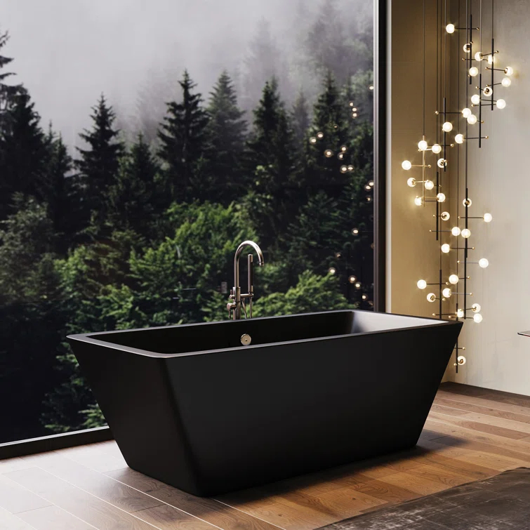 NativeStone 66" x 34" Freestanding Soaking Cement Bathtub