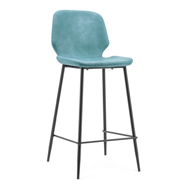 Seashell Upholstered Counter Stool with Metal Frame