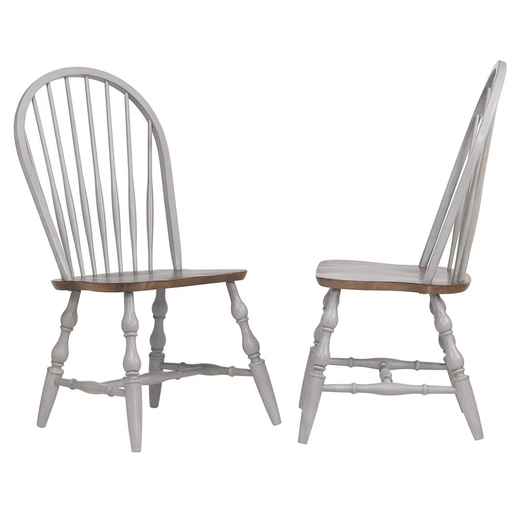 Country Grove Solid Wood Windsor Back Side Chair in Light Gray
