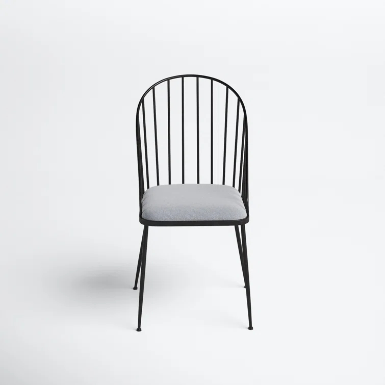 Marlowe Upholstered Metal Windsor Back Side Chair in Black