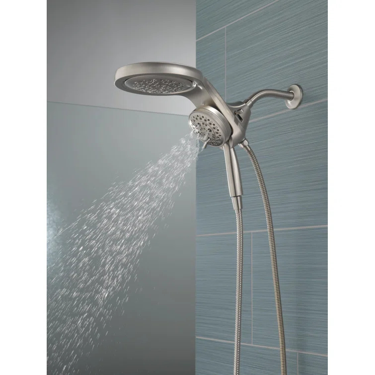 Hydrorain 5 Spray Dual Shower Head and Handheld Shower with Lumicoat and H2Okinetic 2.5 GPM