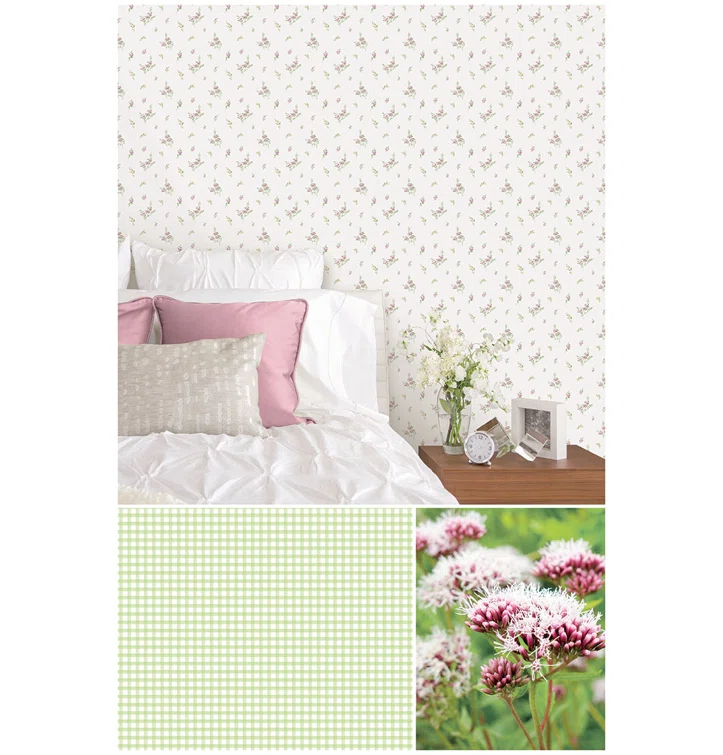 Miniatures 2 Tiny Rose Cluster Design 33' L x 21" W Wallpaper Roll