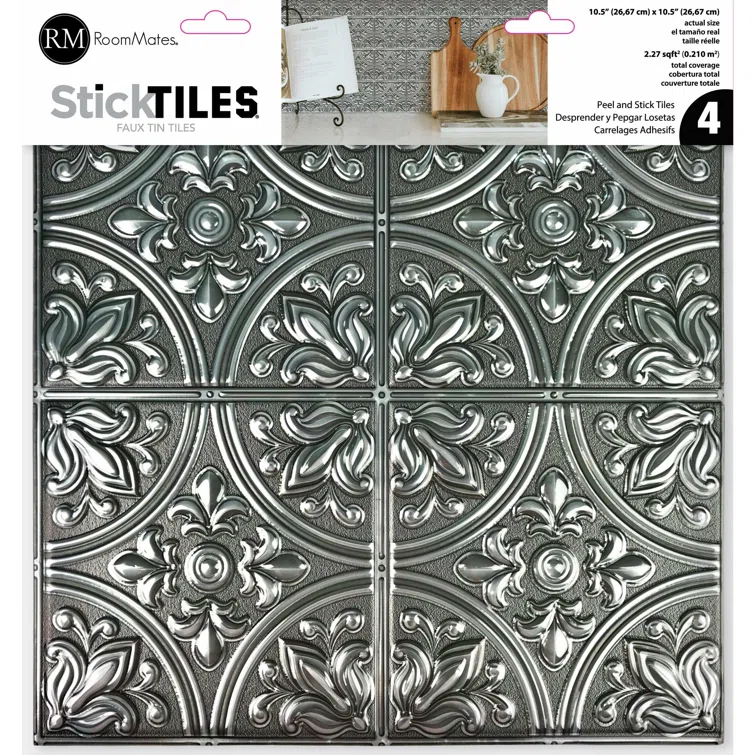 10.5'' W x 10.5'' L PVC Peel and Stick Field Tile