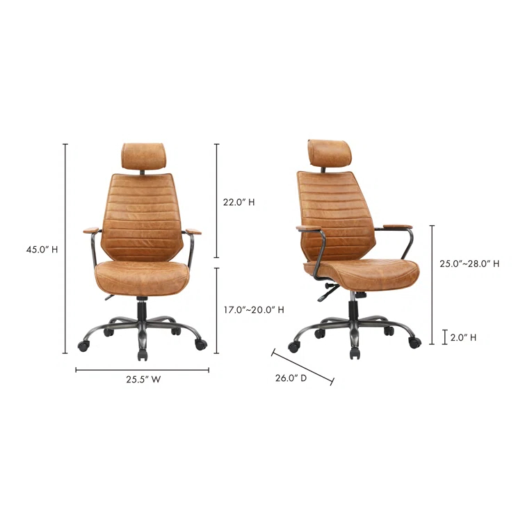 Transitional Genuine Leather Swivel Chair in Vibrant Orange