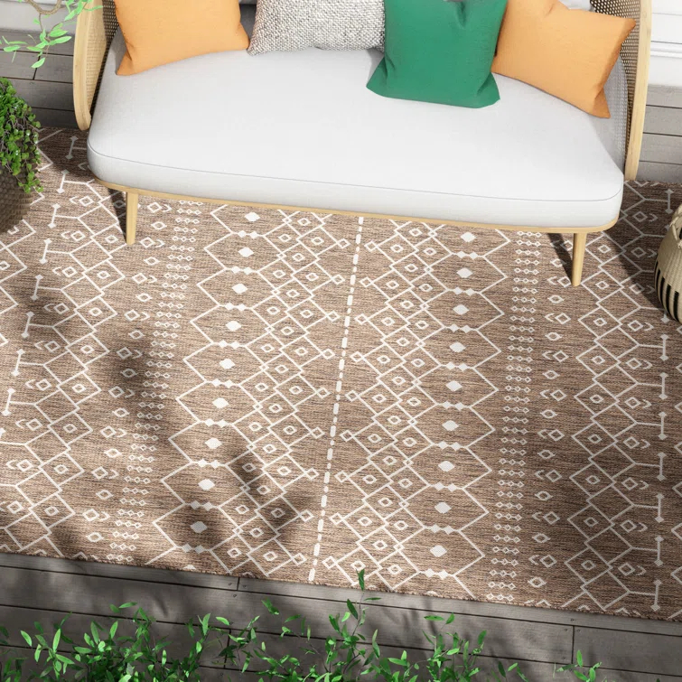 Marshanna Nord Trellis Brown/Taupe Indoor/Outdoor Flat-Weave Area Rug