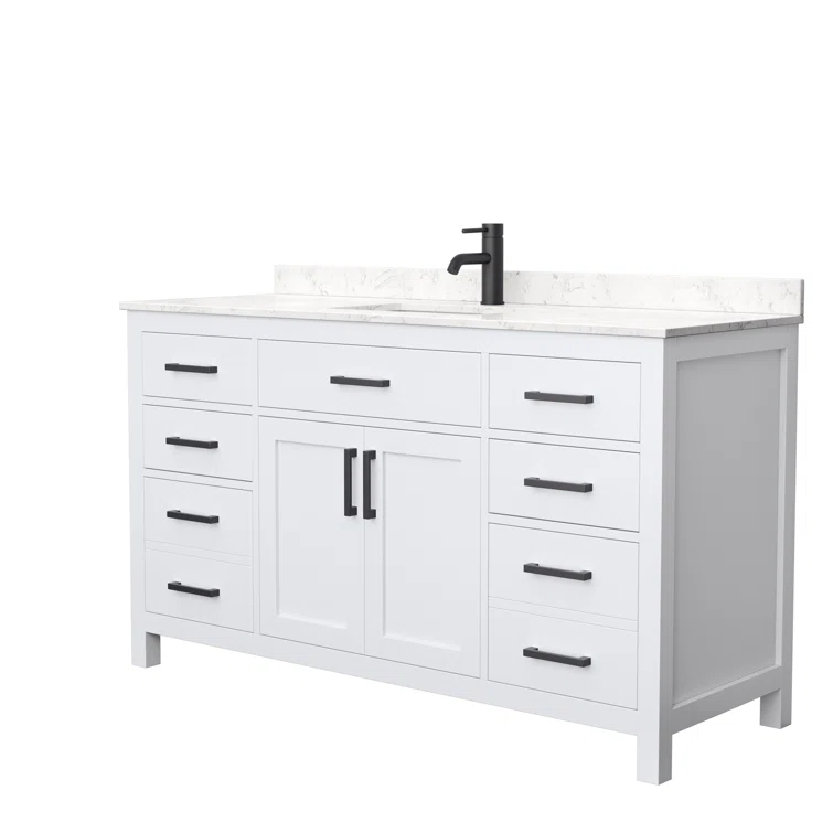 Beckett 60" Freestanding Single Bathroom Vanity with Cultured Marble Top