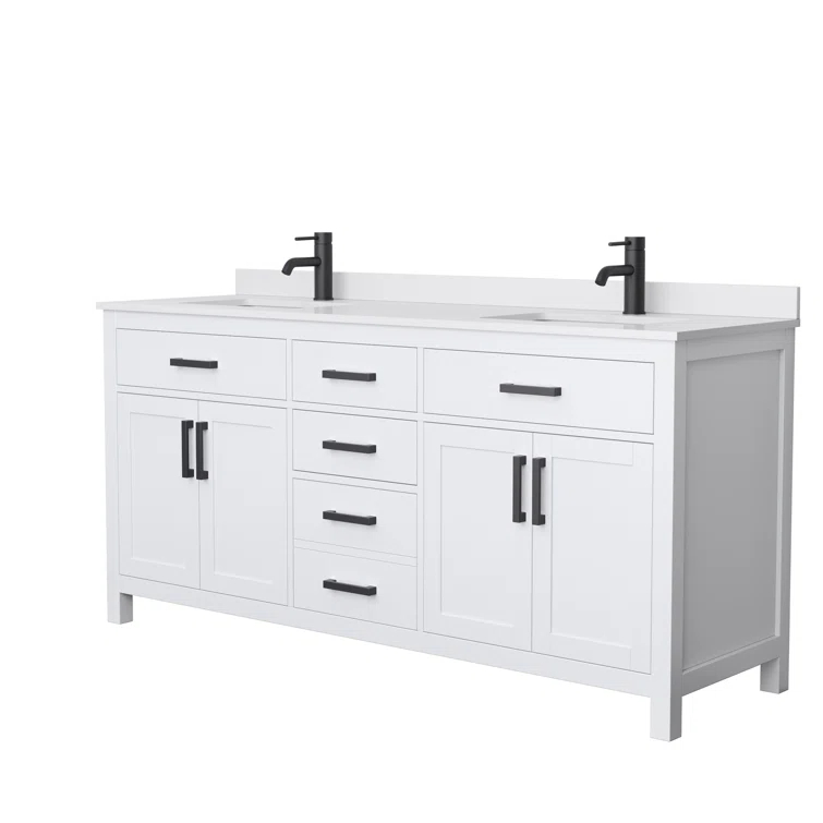 Beckett 72" Freestanding Double Bathroom Vanity with Cultured Marble Top