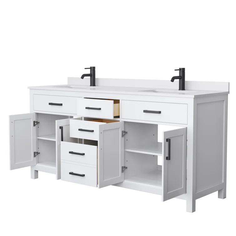 Beckett 72" Freestanding Double Bathroom Vanity with Cultured Marble Top
