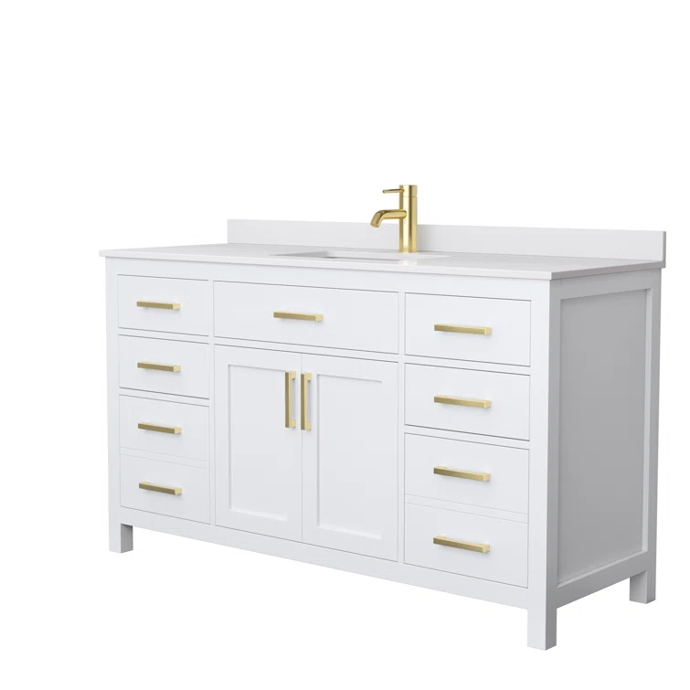 Beckett 60" Freestanding Single Bathroom Vanity with Cultured Marble Top