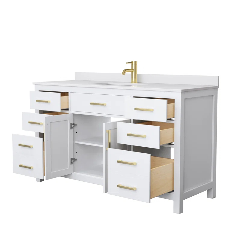 Beckett 60" Freestanding Single Bathroom Vanity with Cultured Marble Top