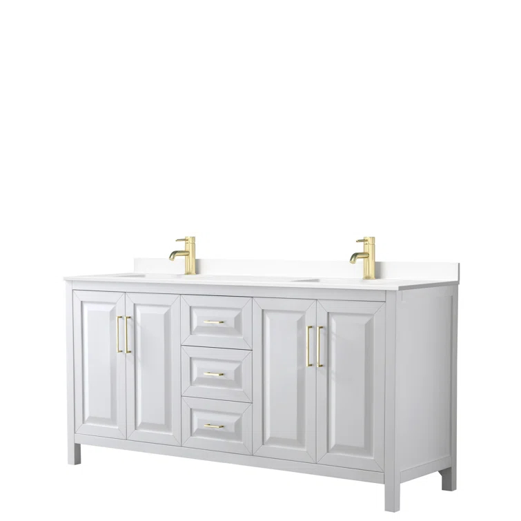 Wyndham Collection Daria 72'' Double Bathroom Vanity with Carrara Marble Top