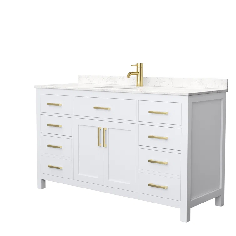 Beckett 60" Freestanding Single Bathroom Vanity with Cultured Marble Top