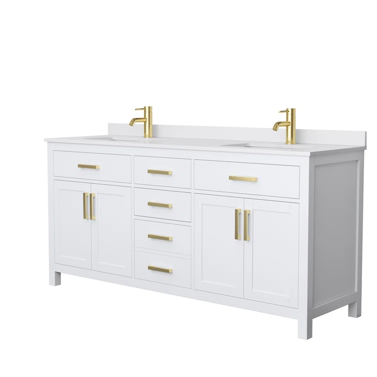 Beckett 72" Freestanding Double Bathroom Vanity with Cultured Marble Top