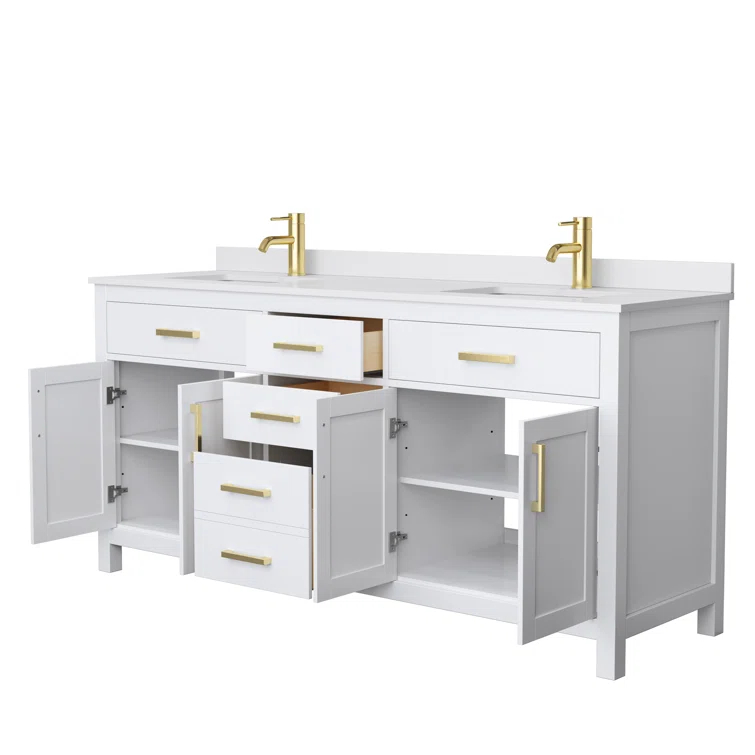 Beckett 72" Freestanding Double Bathroom Vanity with Cultured Marble Top