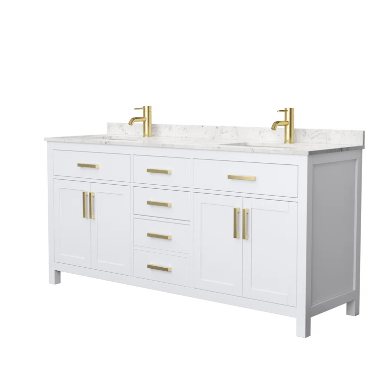 Beckett 72" Freestanding Double Bathroom Vanity with Cultured Marble Top