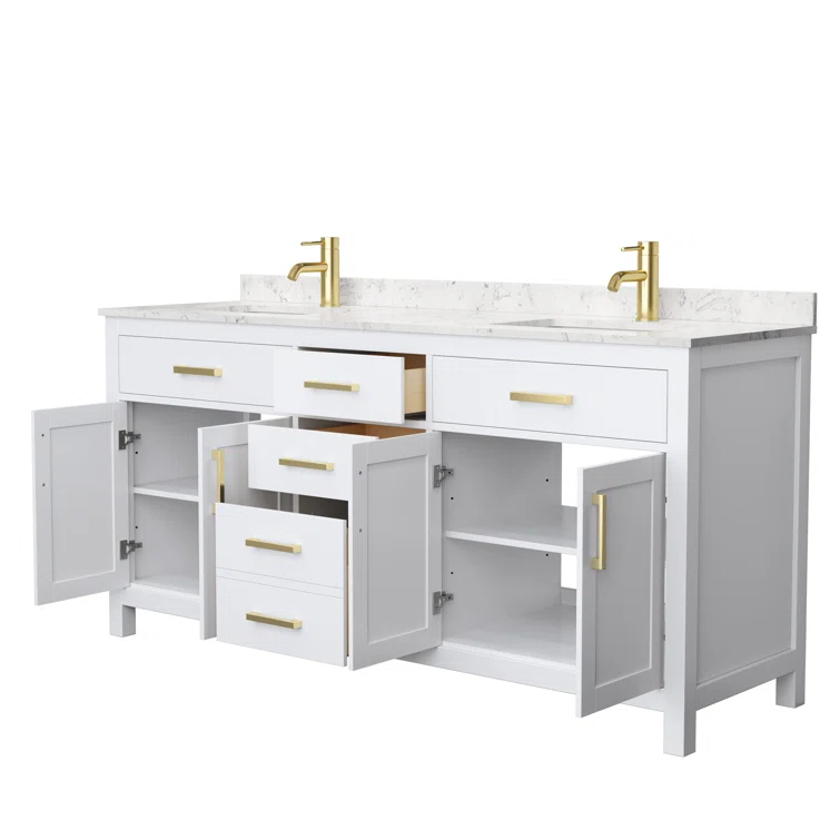 Beckett 72" Freestanding Double Bathroom Vanity with Cultured Marble Top