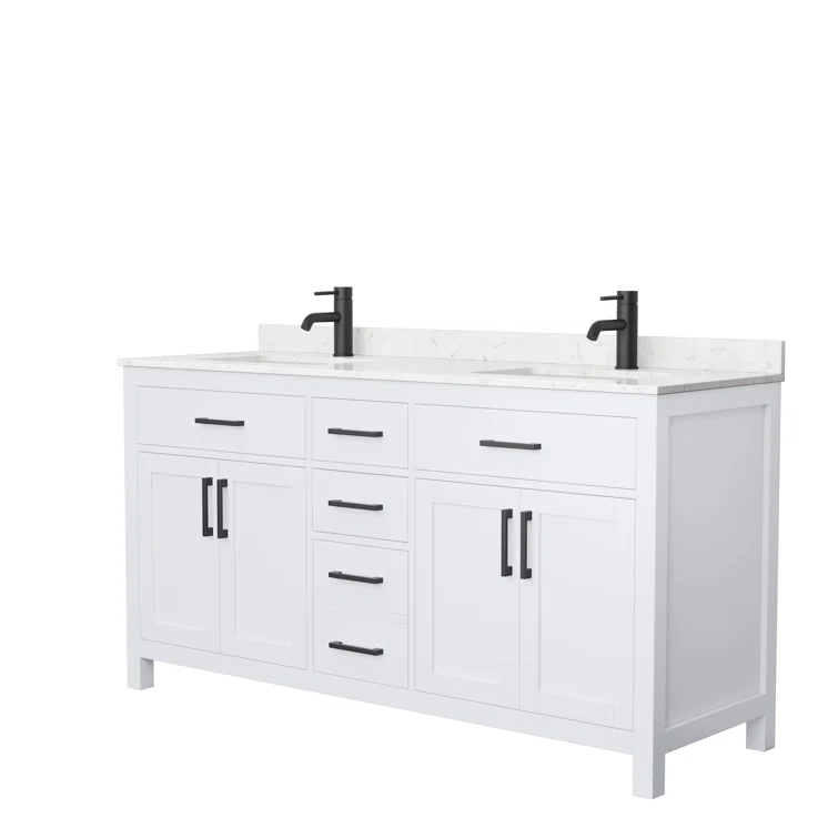 Beckett 66" Freestanding Double Bathroom Vanity with Cultured Marble Top