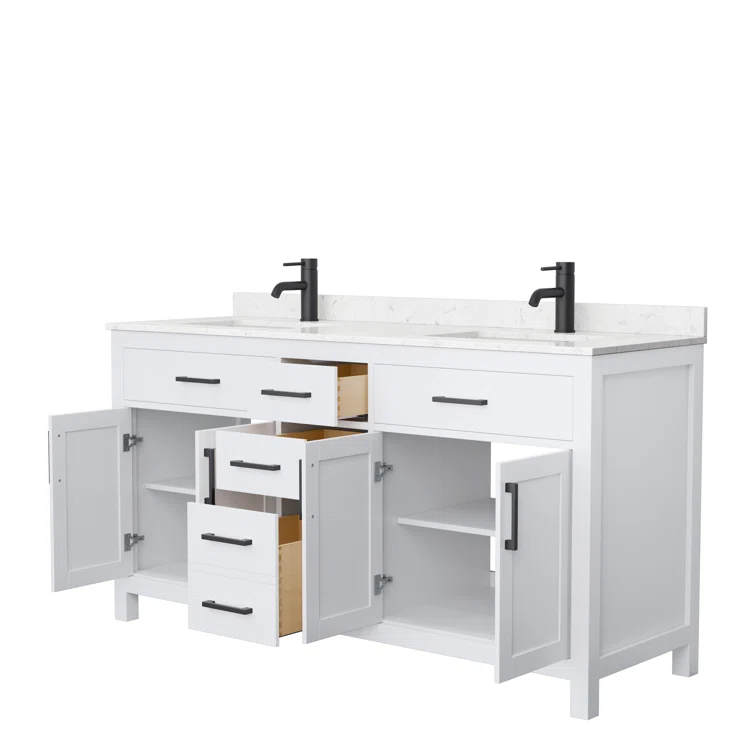 Beckett 66" Freestanding Double Bathroom Vanity with Cultured Marble Top
