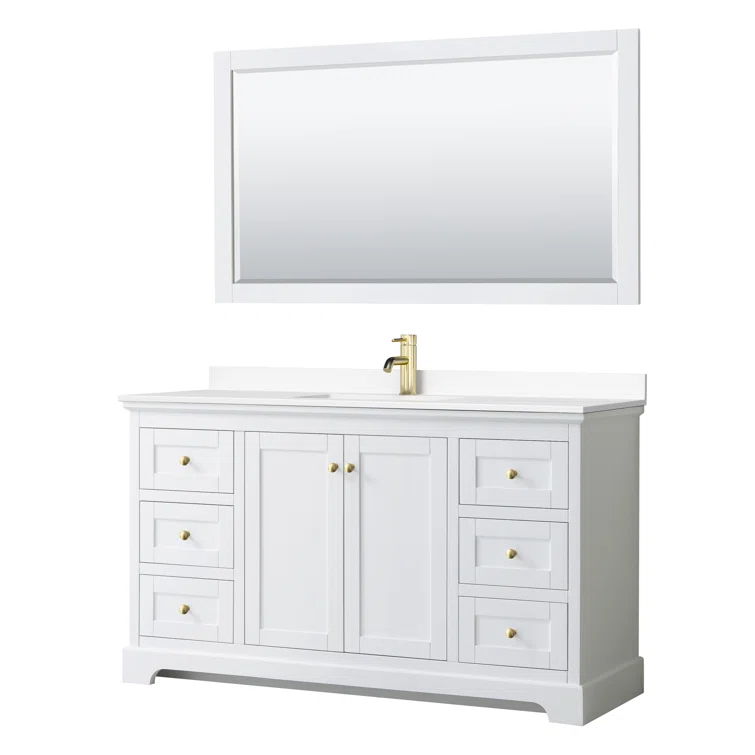 Wyndham Collection Avery 60" Single Bathroom Vanity Set with Mirror & Reviews | Wayfair