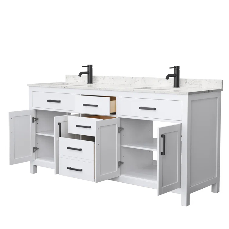 Beckett 72" Freestanding Double Bathroom Vanity with Cultured Marble Top