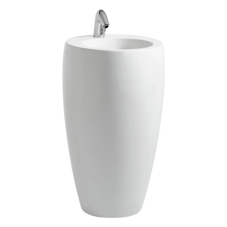 Modern White Vitreous China Free Standing Round Sink